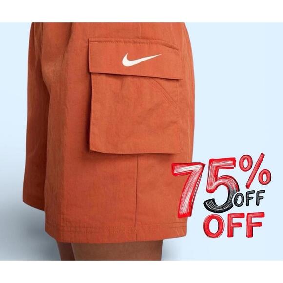 Nike Pants - $52 Nike Womens Woven High Rise Shorts DM6247-825 Burnt Orange Loose Fit Size XS
